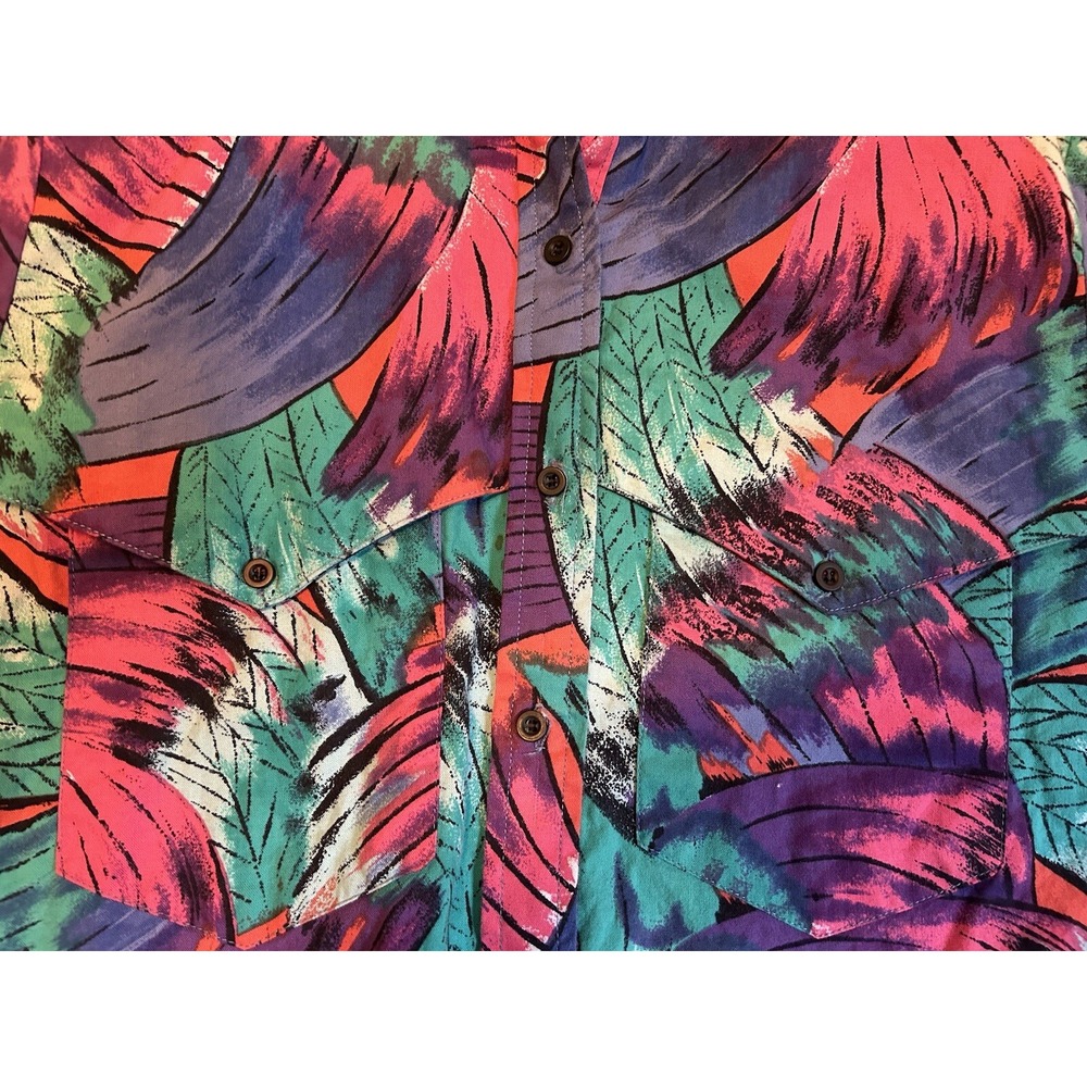 80's Roper Western Shirt Womens Sz 7/8 Rodeo Cowboy Feathers Cape Design USA - Picture 3 of 14